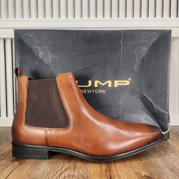 Jump New York Marcelo Chelsea Boots Mens Size 7 M Tan Leather Ankle Dress Preppy - Picture 1 of 12